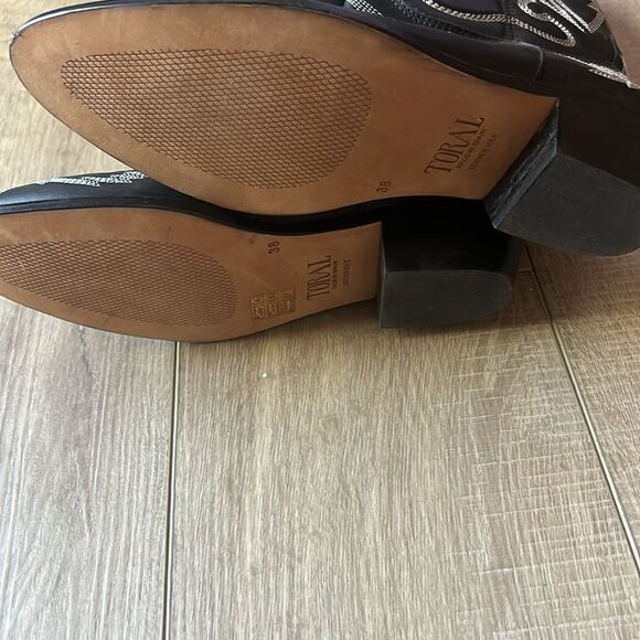 New Free People Toral Cross Your Heart Western Boot Black Leather White US 8 - Picture 7 of 14